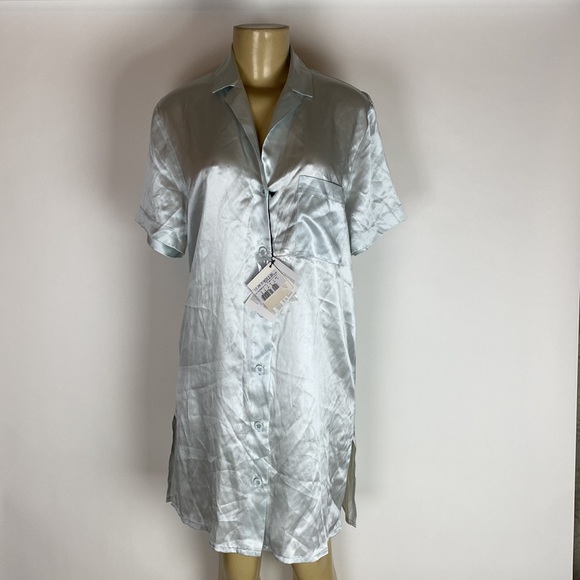 Malizia By LA PERLA short Sleeve Silk Italian mini shirt dess Women’…
